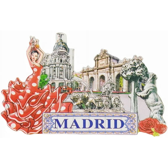 Madrid Spain 3D Fridge Magnet Souvenir Gift,Resin Handmade Madrid Refrigerator Magnet Home Decoration Collection