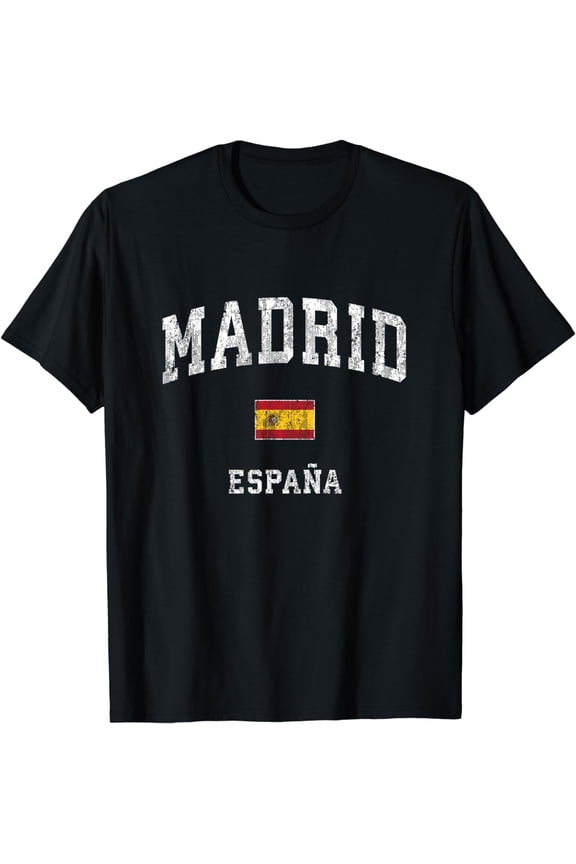 t-shirt Madrid Spain Espana Vintage Athletic Sports Design T-Shirt mens,black,women,funny,men,journey,Crew Neck, Short Sleeve,printing