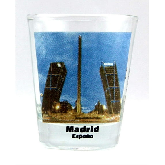 Madrid Spain Gate Of Europe Leaning Towers Color Photo Shot Glass