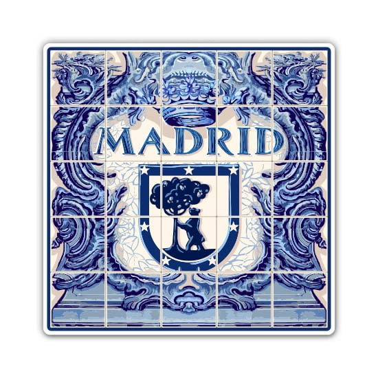 Madrid Spain Tile Design - 3" Vinyl Sticker - For Car Laptop Water Bottle Phone - Waterproof Decal
