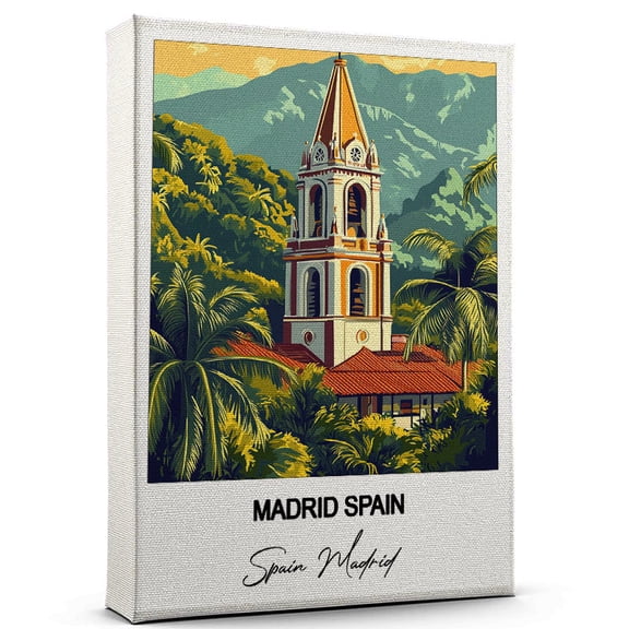 Madrid Spain Travel Canvas Wall Art Beautiful Travel Decor for Bedroom, Office Spain Madrid Canvas Print Serene and Scenic Wall Decor Gift for Travel Lovers