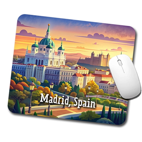 Madrid, Spain Travel City Country Stamp Mouse Pad Low Profile Gaming Mat