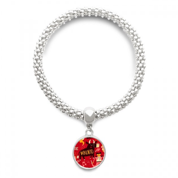Madrid Spanish Bullfight Music Fiesta Sliver Bracelet Pendant Jewelry Chain Adjustable Bangle