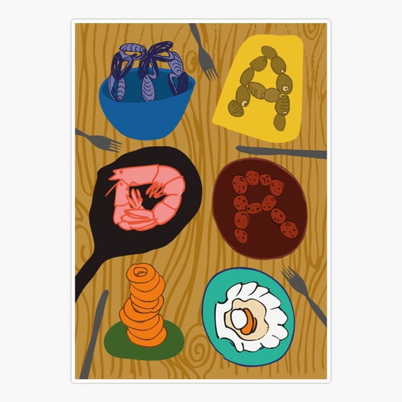 Madrid Tapas Food Plates Drawing Sticker