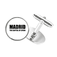 thumbnail image 1 of Madrid The Capital Of Spain Round Button Cuff Clip Stud Cufflinks, 1 of 4