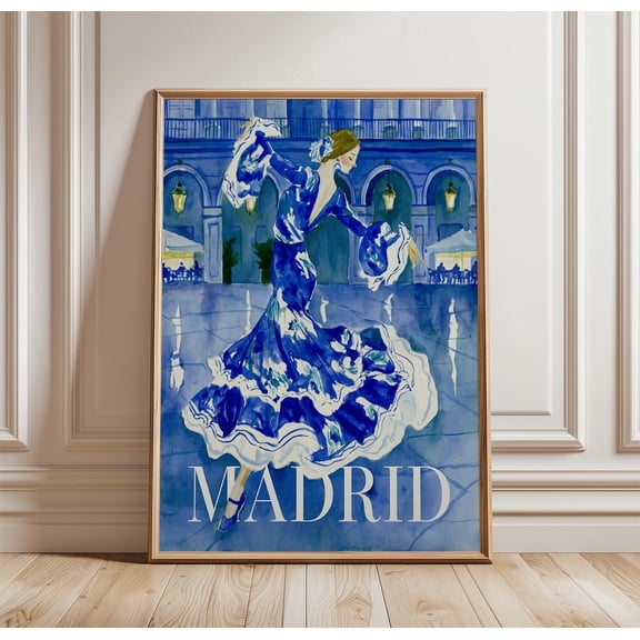 Madrid Travel Flamenco Dance Print Spanish Wall Art, Unframed Paper Print