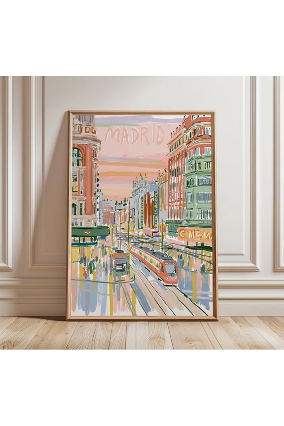 Madrid Travel Metro Street Print Spanish Wall Art, Unframed Paper Print