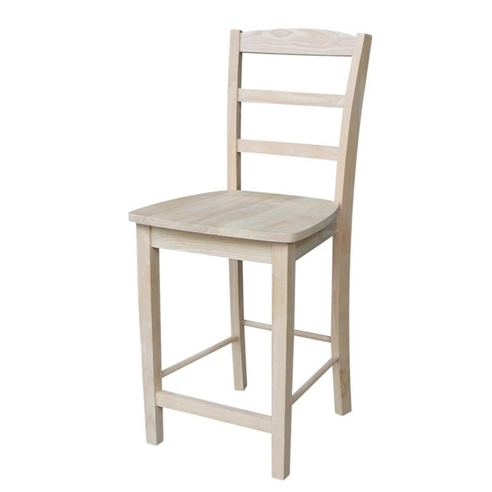 Natural Unfinished Solid Parawood Madrid Counter Stool