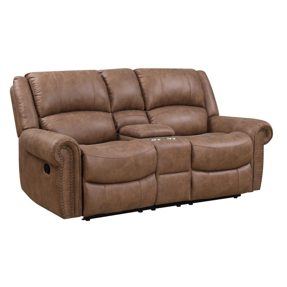 Madrona Burke Reclining Console Loveseat with Dual Recliners, Center
