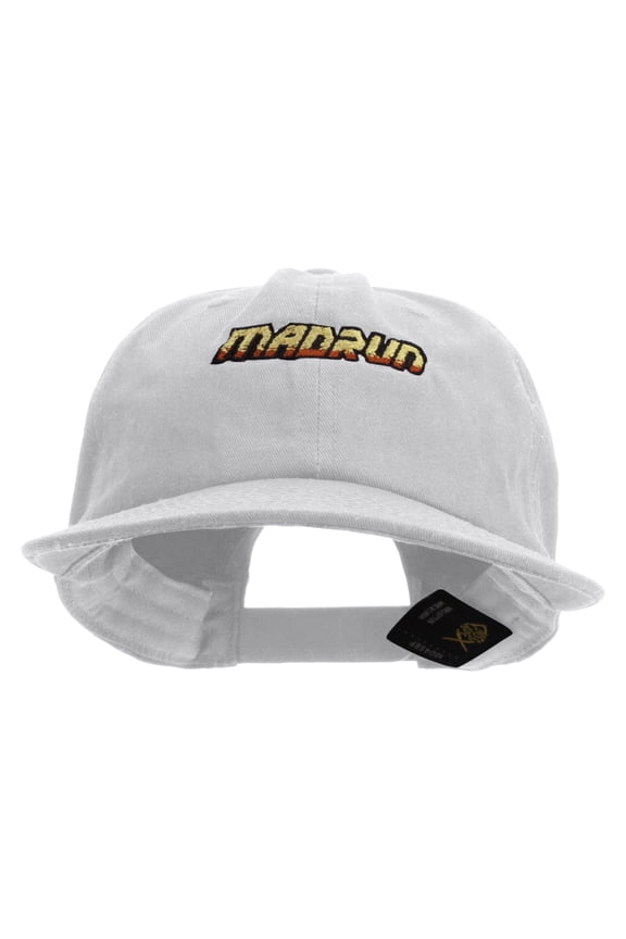 Madrun Race Embroidered Unconstructed High Profile Cotton Flat Bill Cap - White OSFM
