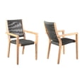 thumbnail image 1 of Madsen Outdoor Eucalyptus Wood and Charcoal Rope Dining Chairs with Gray Teak Finish - Set of 2, 1 of 7