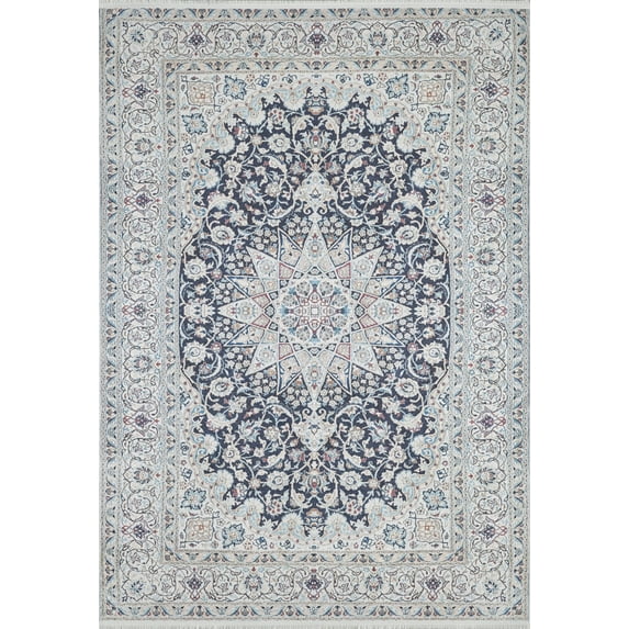 Madurai Navy Medallion Polyester Area Rugs for Living Room Washable Rugs Boho Moroccan Area Rug Soft Geometric Bohemian Carpet Distressed Indoor Rug for Bedroom Dining Room Office Nonslip Rug