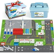 Madzee Airplane Toy Set with Airport Activity Play Mat