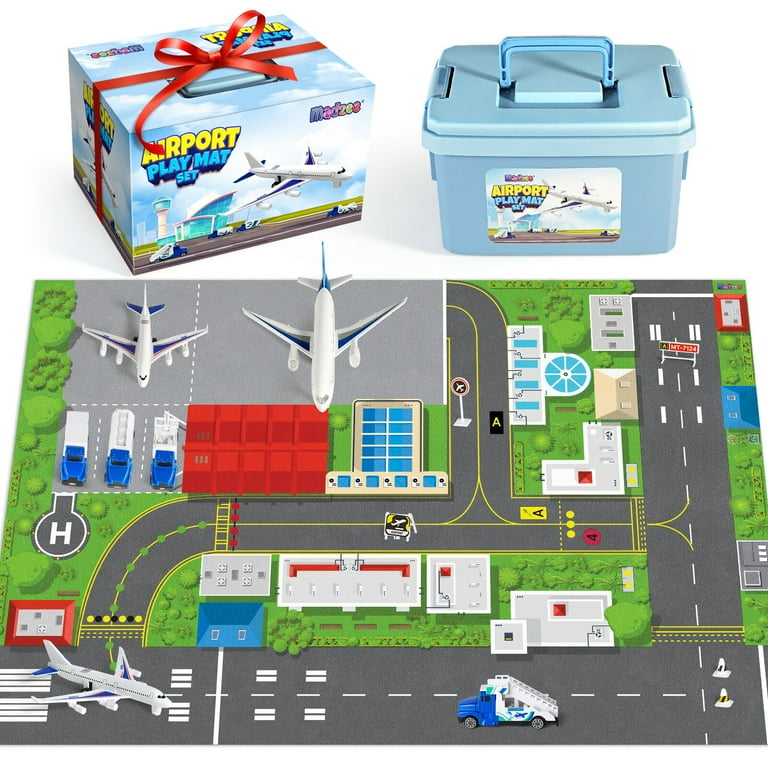 Madzee Kids Airplane Toy Set with Interactive Airport Activity