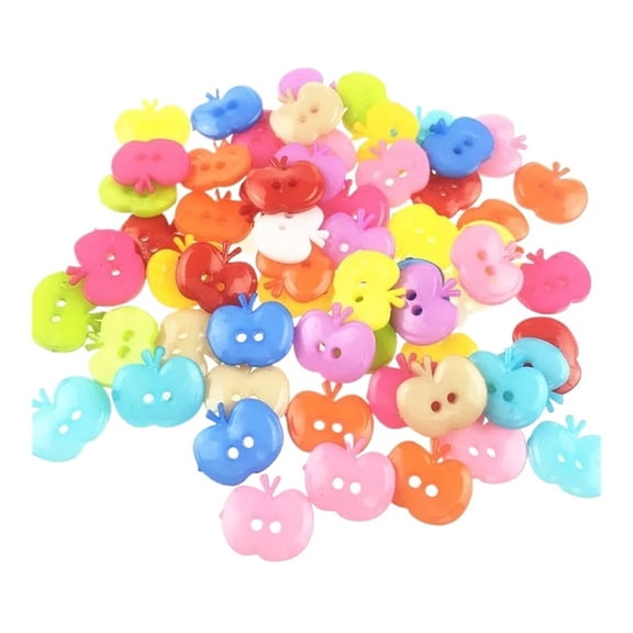 Mae 100PCS 13mm apple Shape Mixed Colors Resin Buttons for Sewing or Scrapbooking Garment Accessories