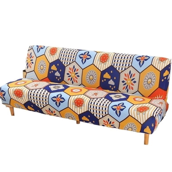 Mae Armless Futon Sofa Cover Spandex Non-Slip Furniture Protector Removable Washable Folding Sofa Bed Cover