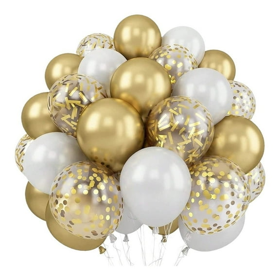 Mae Balloons Pearl White Balloons Golden Confetti Balloons For Birthday Weddings Anniversary Party