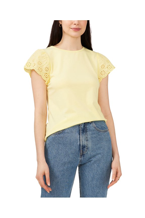 Mae Eyelet-Sleeve Top Gold L