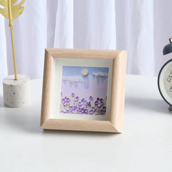 Mae Handmade Mini Square Photo Frame Walnut Wood Desktop Display Case, Cute Vintage Decor for Tabletop Pictures