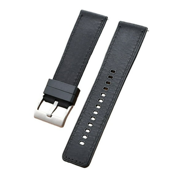 Mae Leather & Rubber Strap Quick Release Waterproof Men Women Retro Universal Bracelet Watch Band
