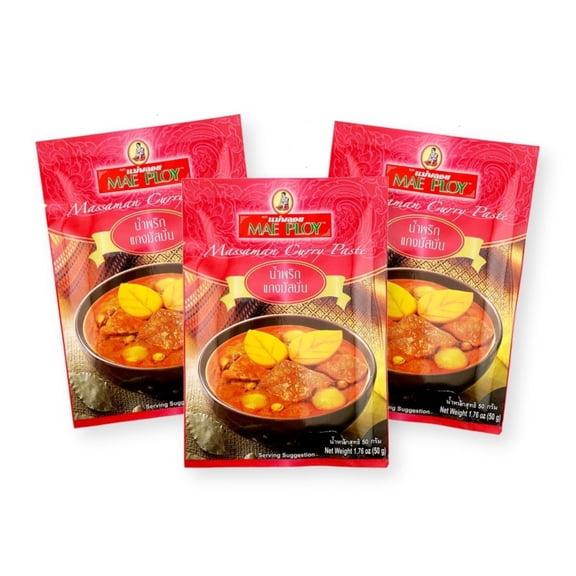 Mae Ploy Massaman Curry Paste Thai Curry 1.76 Oz. (50 g) (Pack of 3)
