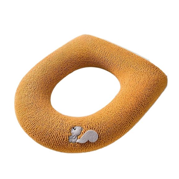 Mae Universal Toilet Seat Cover Pure Color Pumpkin Pattern Closestool Mat Soft Warm Toilet Seat Cushion Bathroom Toilet Accessories