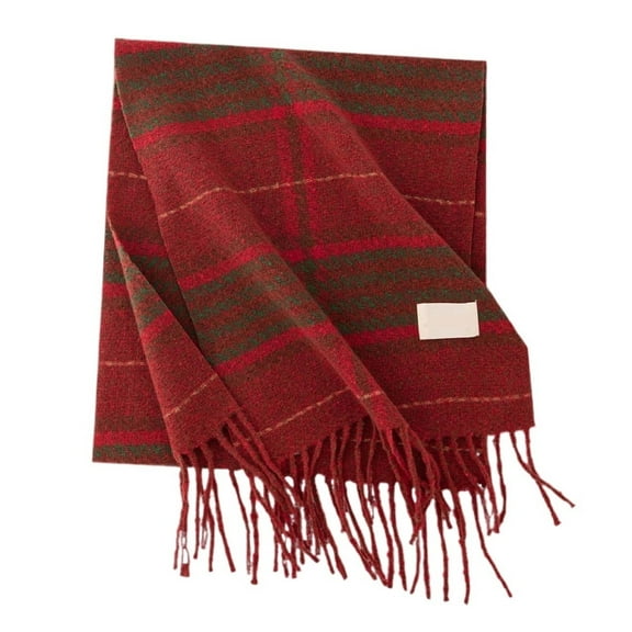 Mae Warm Plaid Shawl Poncho Winter Scarf Red Plaid Scarf Winter Soft Warm Christmas Shawl Wrap Cozy Neckwear