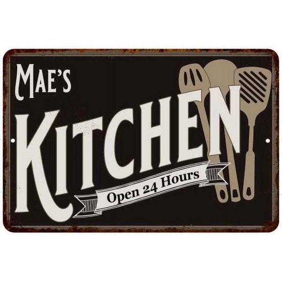 Mae's Kitchen Sign Metal Wall 8 x 12 High Gloss Metal 208120019296
