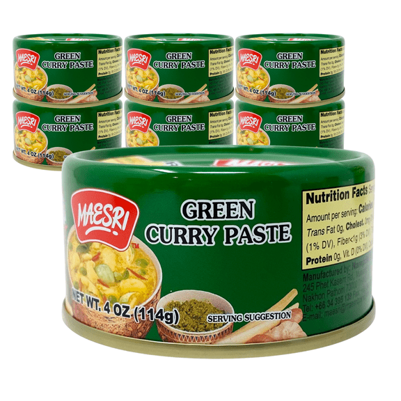 MaeSri Thai Green Curry Paste, Vegan & Gluten-Free, 4 oz, Pack of 6