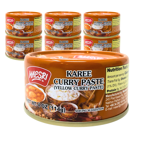 MaeSri Thai Karee Curry Paste (Yellow), Vegan, 4 oz, Pack of 6
