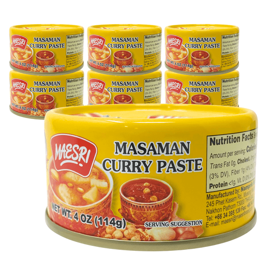 MaeSri Thai Masaman Curry Paste, Vegan & Gluten-Free, 4 oz, Pack of 6