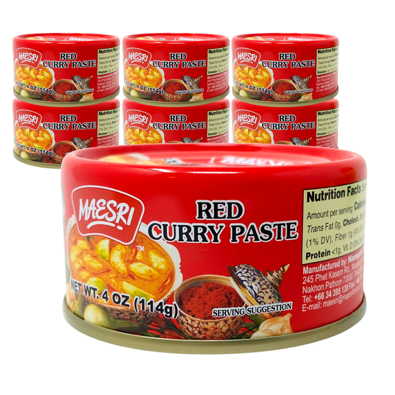 MaeSri Thai Red Curry Paste, Vegan & Gluten-Free, 4 oz, Pack of 6