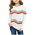 thumbnail image 1 of Maean 1-12T Boys Girls Shirts Long Sleeve Crewneck Pullover Striped Graphic Tops Kids Causal Tshirts, 1 of 4
