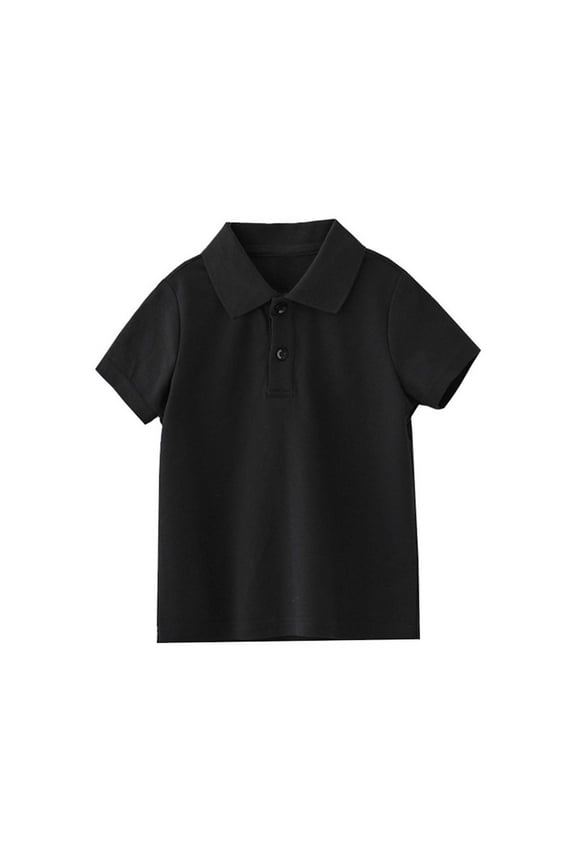 1-15T Boys Cotton Shirts Collared Short Sleeve Tops Kids School Uniform Plain Golf Tshirts