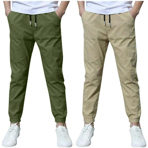 Maean 2 Pack Boys Jogger Pant Elastic Waist Casual Hiking Pants Kids Athletic Gym Sweatpants Clothes
