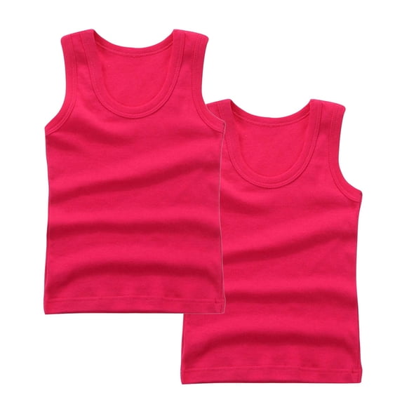 Maean 2 Pack Girls Tank Tops Cotton Sleeveless Shirt Crew Neck Ribbed Soft Undershirt Summer Casual Basic Tops