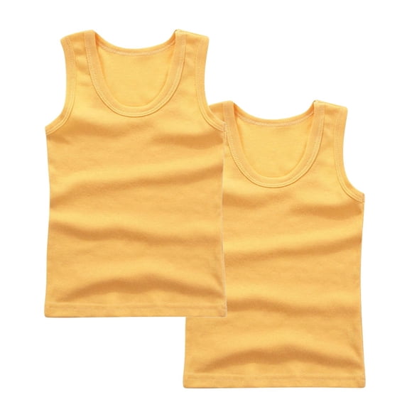 Maean 2 Pack Girls Tank Tops Cotton Sleeveless Shirt Crew Neck Ribbed Soft Undershirt Summer Casual Basic Tops