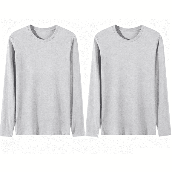 Maean 2 Pack Mens Basic Tshirts Long Sleeve Lightweight Pullover Soft Comfy Solid Color Casual Tee