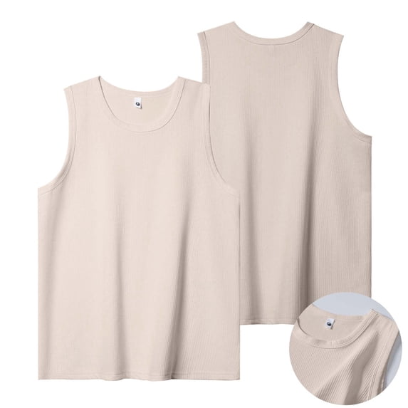 Maean 2 Pack Mens Ribbed Tanks Sleeveless Basic Solid Color Tee Knit Casual Workout Muscle T Shirt Gym Undershirts Beach Tank