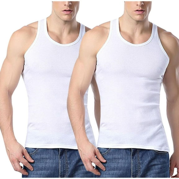 Maean 2 Pack Mens Tank Tops Workout Casual Running Gym Muscle Summer Plain Sleeveless Lounge Tees