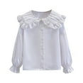 thumbnail image 1 of Maean 3-14 Years Girls Top Cotton Button down Long Sleeve Blouse Kids Dressy School Uniform Shirts, 1 of 3