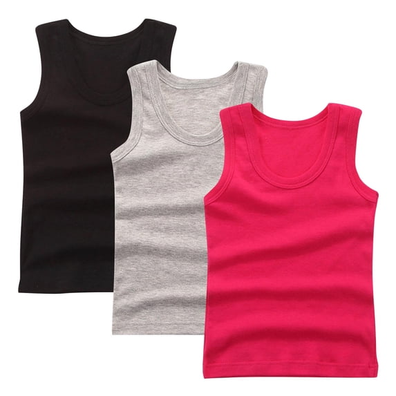 Maean 3 Pack Boys Cotton Tank Tops Sleeveless Undershirt Shirt Crew Neck Ribbed Soft Tees Summer Casual Basic Tops