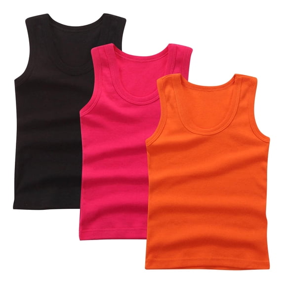 Maean 3 Pack Boys Girls Undershirt Tank Top Cotton Soft Sleeveless Tanks Tees Summer Basic Plain Tshirts