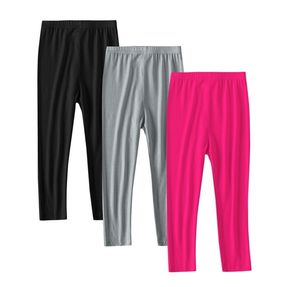 Maean 3 Pack Girls Leggings Toddler Kids Basic Pants Soft Stretchy Ankle Length Footless Tights
