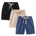 thumbnail image 1 of Maean 3 Pack Kids Shorts Elastic Waist Summer Causal Loose Drawstring Short Pants with Pockets, 1 of 7