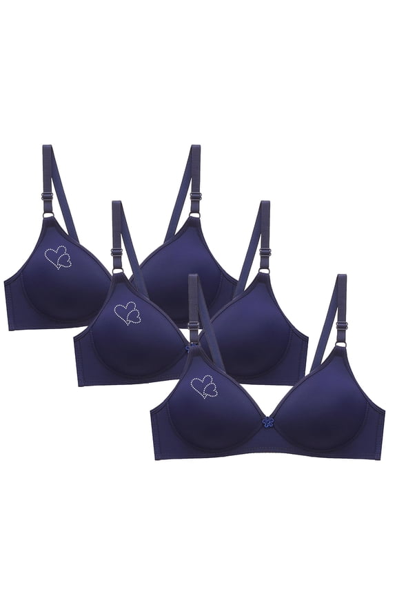 3 Pack Women's Seamless Bras No Underwire Adjustable Straps Bralette Comfort Back Closure Love Printed Bra