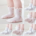 thumbnail image 1 of Maean 4 Pack Little Girls Cotton Socks Ruffle Hem Cute Ankle Crew Floral Printed Sock 1-5 Years, 1 of 6