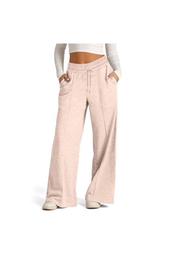 Athletic Wide Leg Pants for Women Drawstring High Waist Casual Loose Yoga Pants with Pockets
