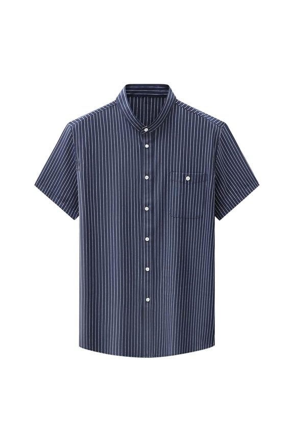 Big and Tall Dress Shirts for Men Short Sleeve Button down Striped Shirt Casual Business Shirts