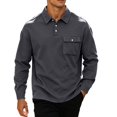 thumbnail image 1 of Maean Big and Tall Mens Long Sleeve Tops Golf Button Collared Pullover Shirt Work Top with Pocket, 1 of 7